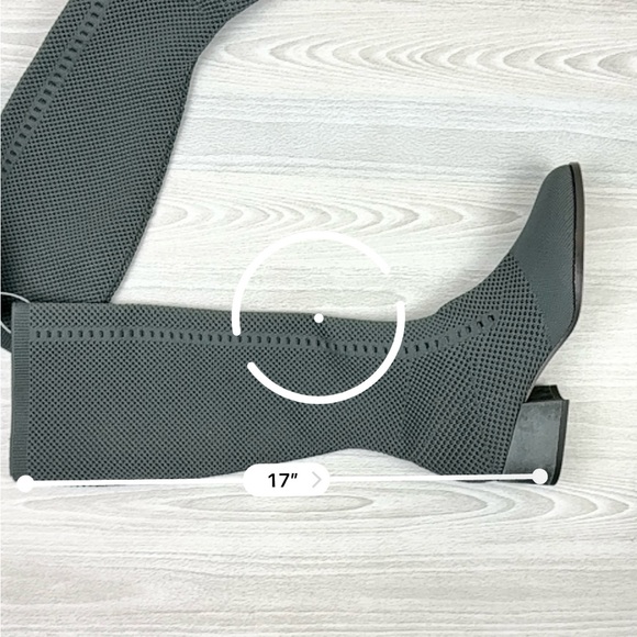 Eileen Fisher Alas Recycled Knit Tall Stretch Boots Pull On Graphite 8.5 NEW - Picture 6 of 15